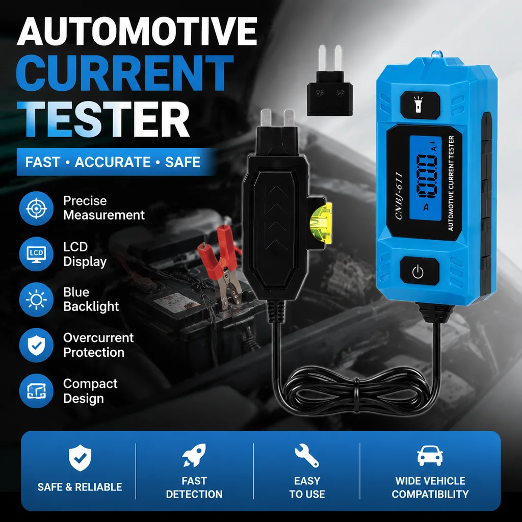 12V Car Circuit Tester Fuse Diagnostic Tool Current Test Range 0.01~19.99A Repair Detector Galvanometer Automotive Accessories