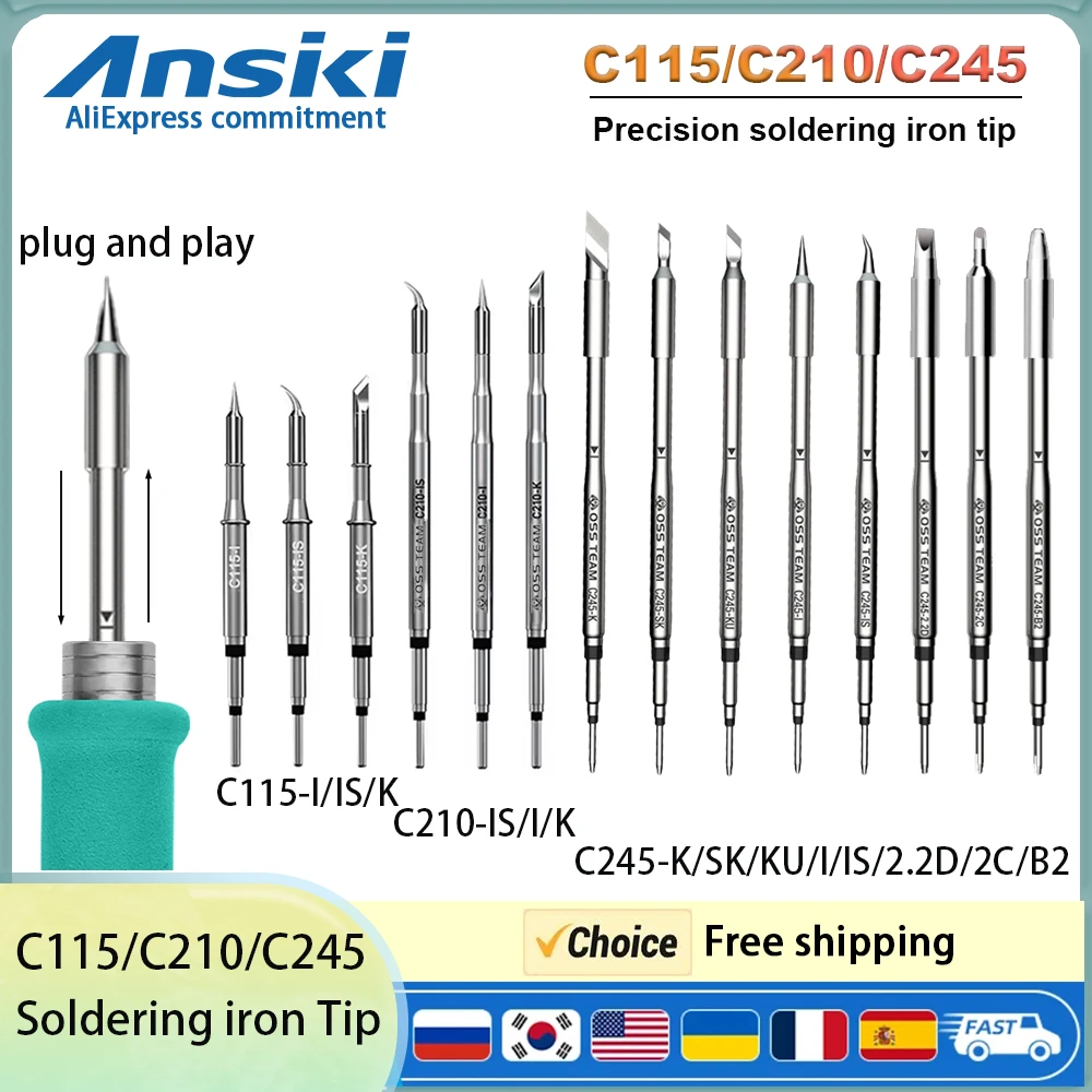 

OSS C115 C210 C245 Паяльные жала серии Super Fine для паяльника T80 HS02 Паяльная станция T210 T245