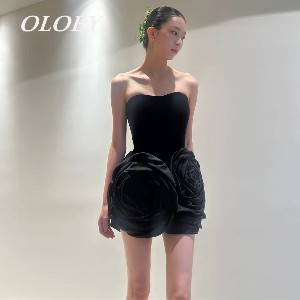 

OLOEY Элегантные черные короткие коктейльные платья для выпускного вечера Милая выше колена Русалка Свадебные платья для гостей по индивидуальному заказу без рукавов