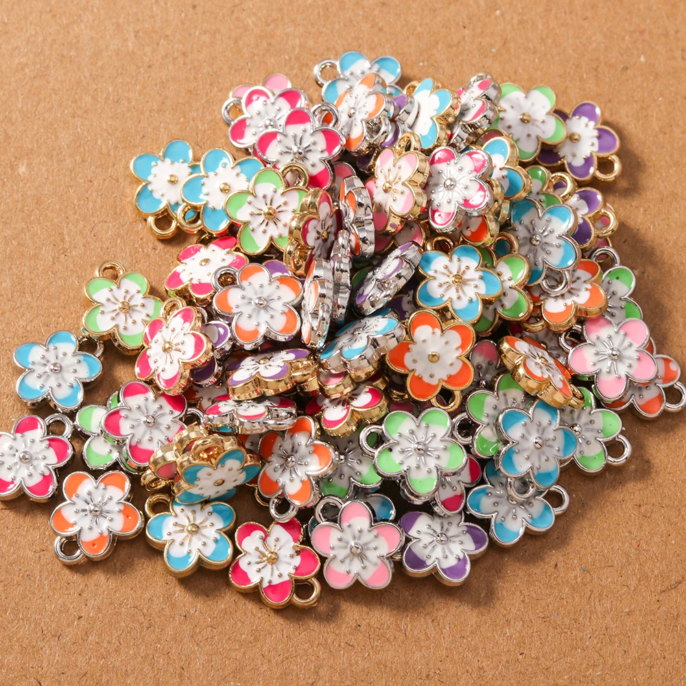 

10pcs Cute Enamel Flower Charms Pendants for Jewelry Making Necklace Earrings Bracelet DIY Handmade Accessories Supplies