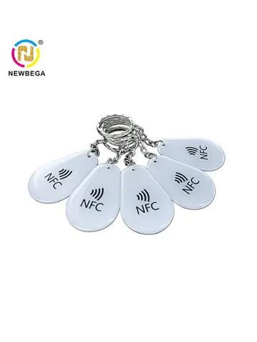 13.56MHz New White NFC Epoxy Card RFID Smart Card 213 with Chain, Waterproof, Suitable for All Cell Phones with NFC Function