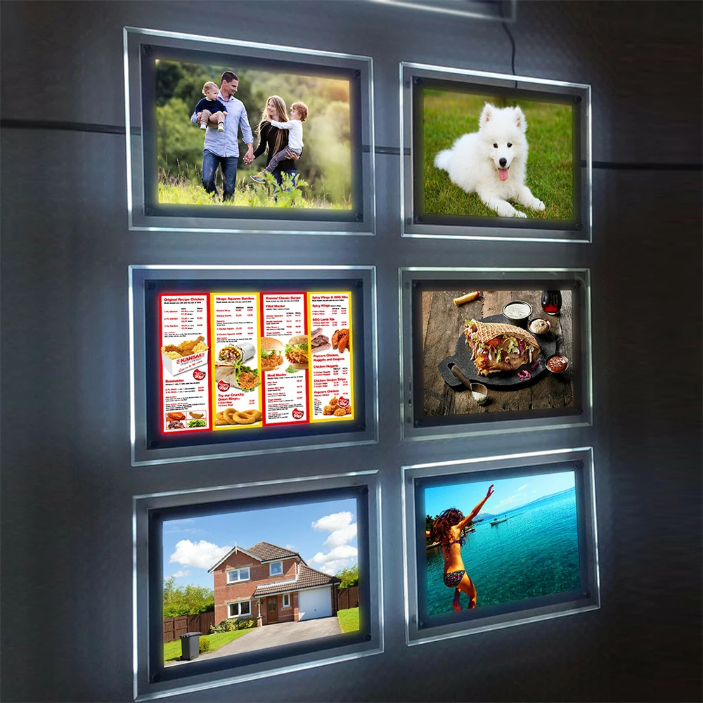 custom thin wall acrylic holder poster frame advertising menu beer price led illuminated sign