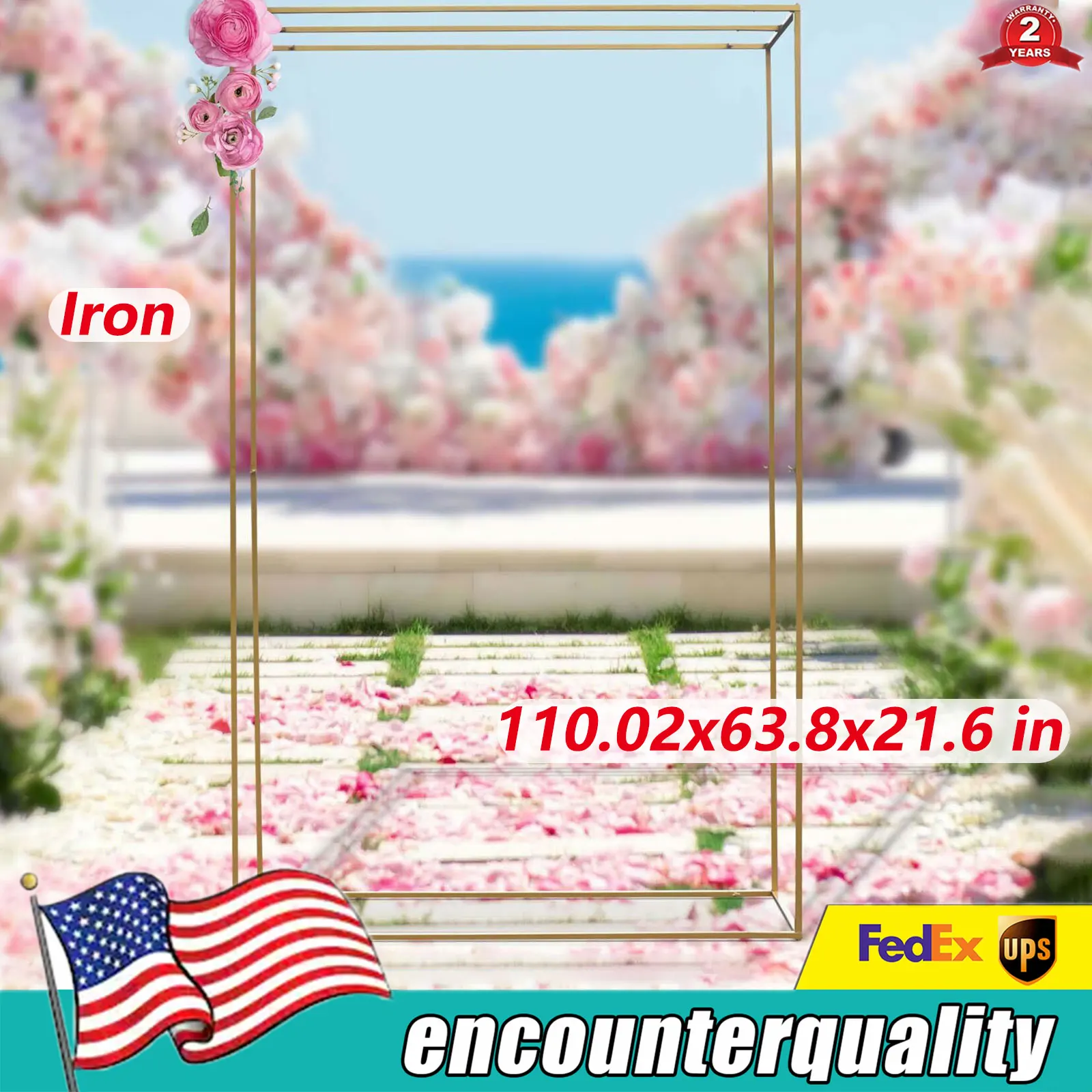 

Rectangle Wedding Arch Backdrop Stand Metal Flower Frame Party Events Decor 280cm