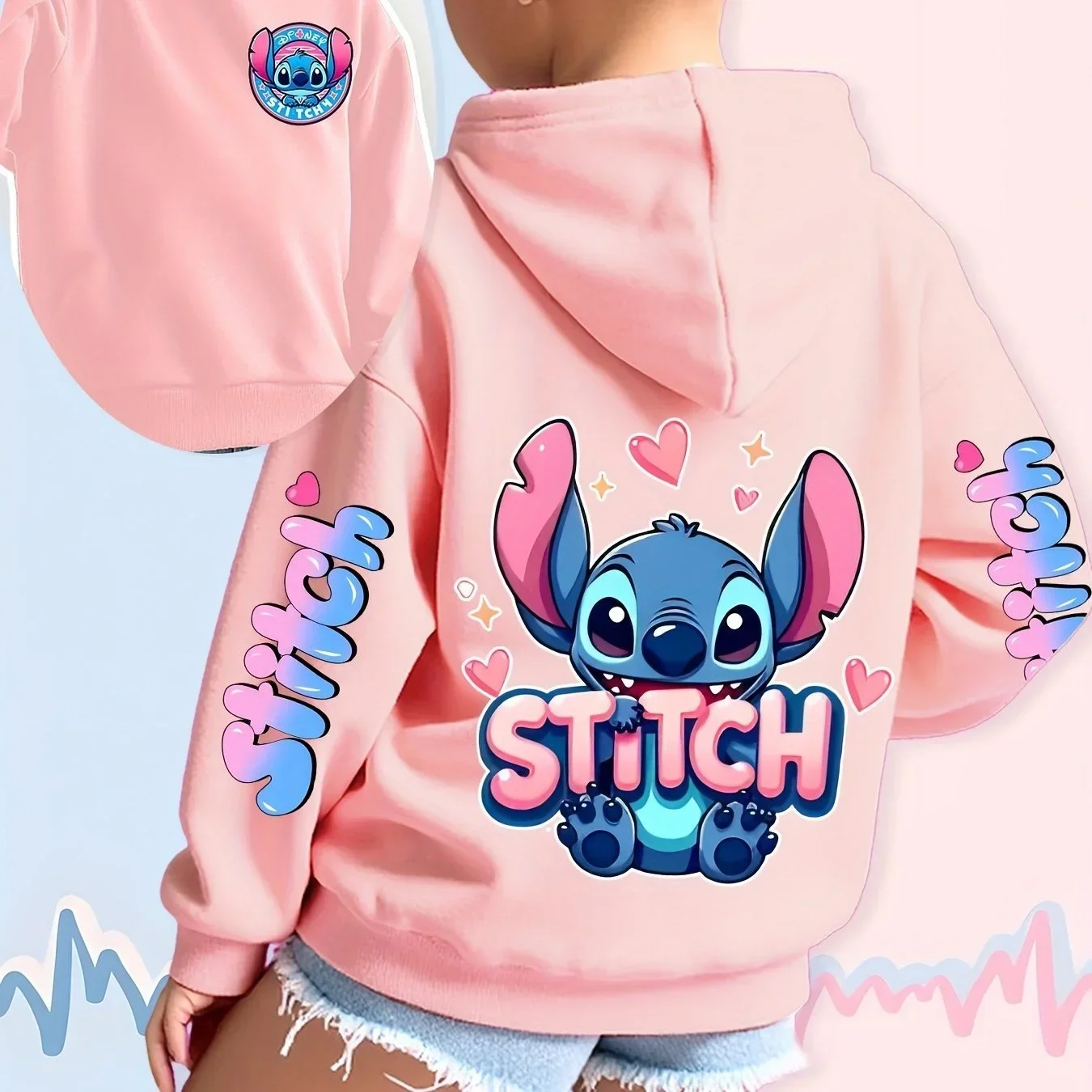 سترة ديزني ستيتش للبنات والأولاد للخريف كاجوال بغطاء للرأس مطبوعة على الوجهين مناسبة لهدايا عيد الميلاد للمراهقين بقلنسوة للاستخدام اليومي في الهواء الطلق