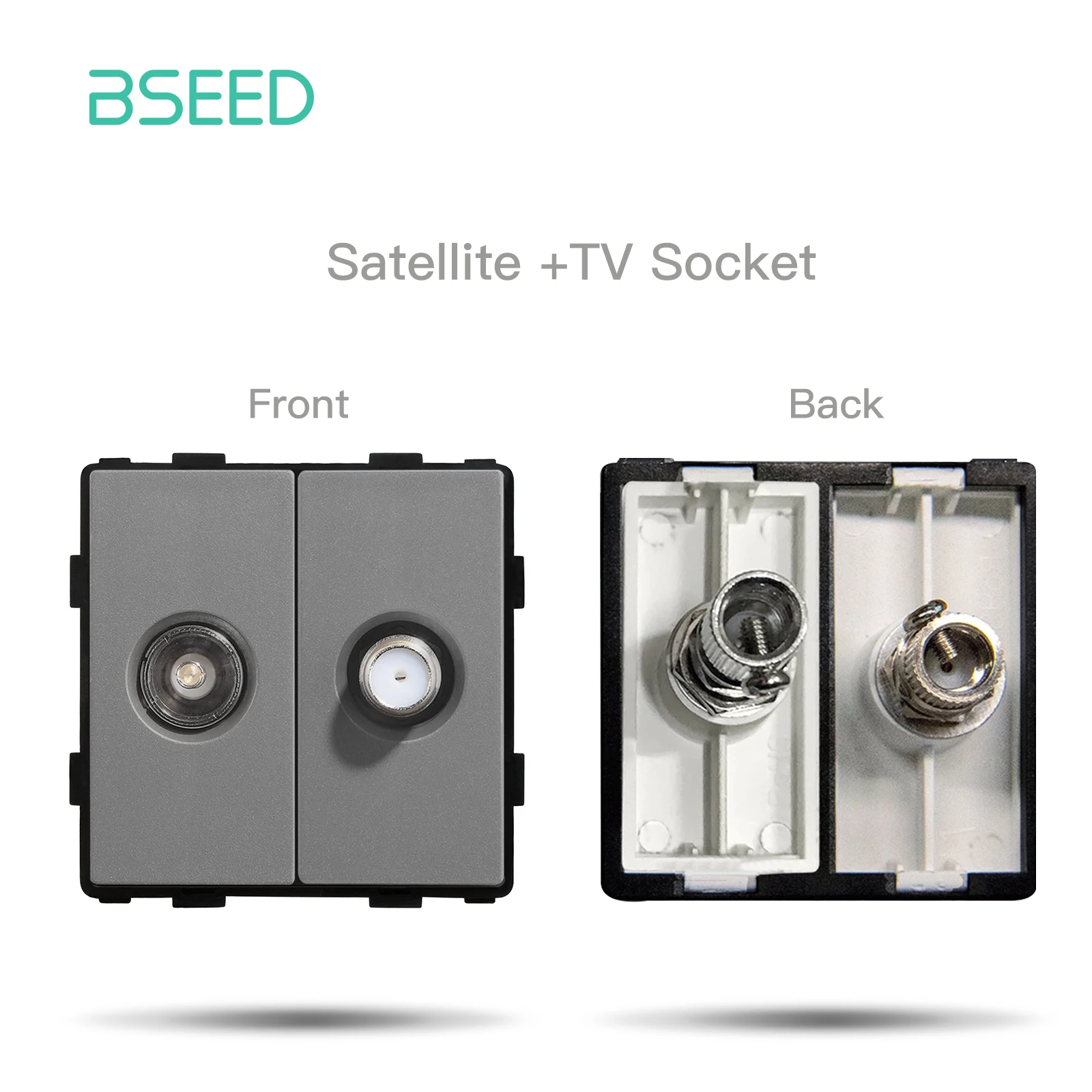 Bseed EU Standard DIY USB TV Satellite Computer Buchse Funktion Teile mit Kristall Glas Rahmen Grau Farbe Für Heimwerker