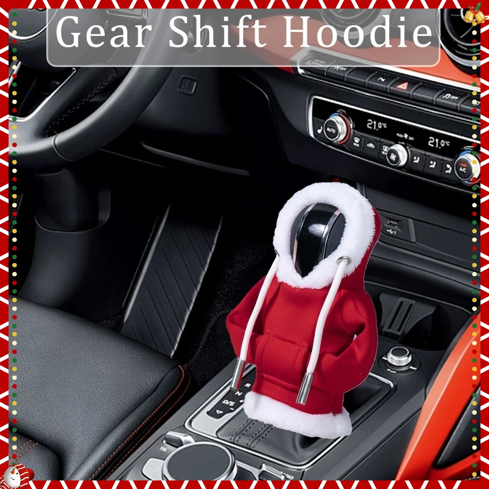 

1 Fun festive Christmas car shift cover, polyester dust covered with pockets, universal for vehicle interior decoration