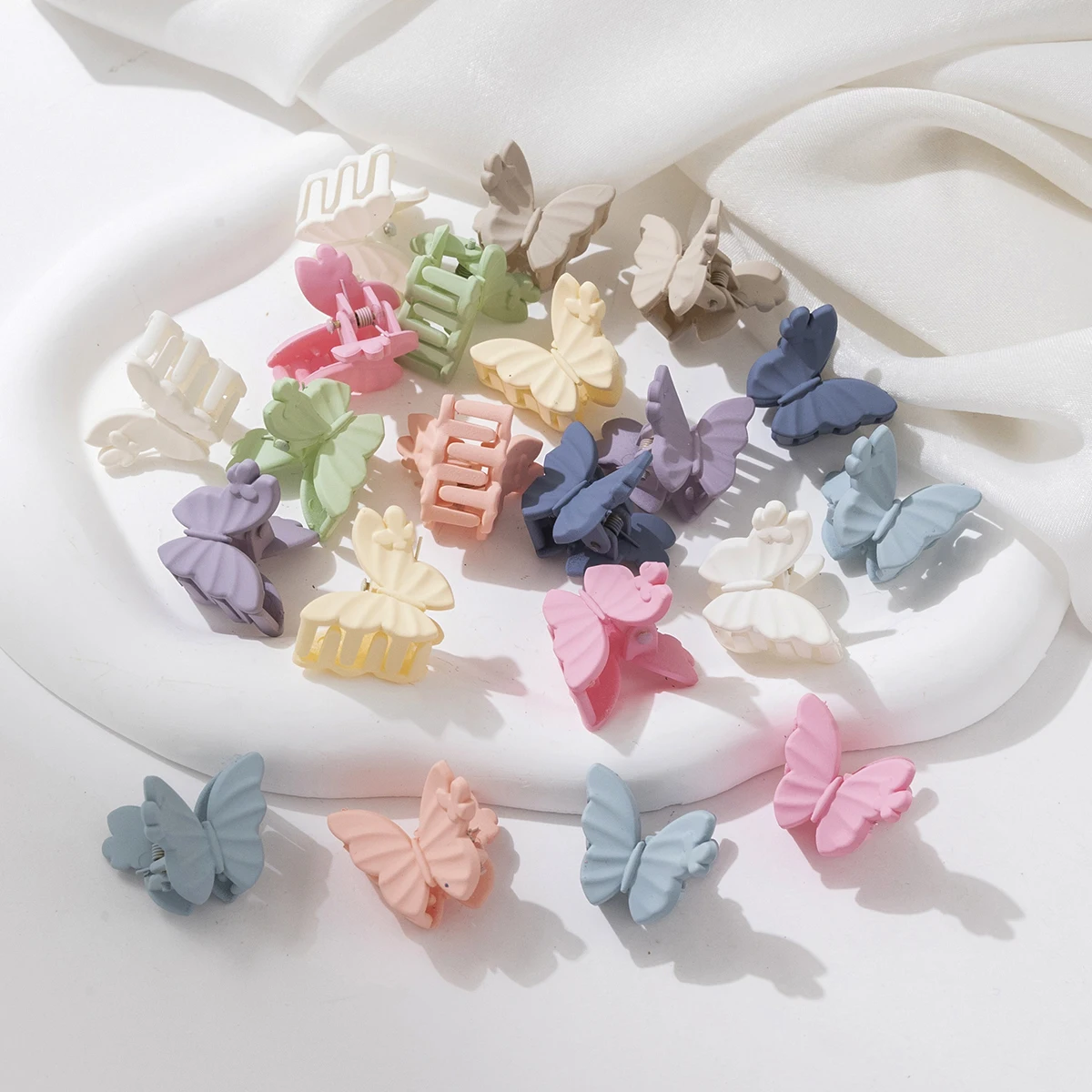 20pcs Candy Colour 2.5cm Butterfly Children\'s Flower Small Scratch Clip Cute Princess Head Little Girl Baby Hair Accessories Ban