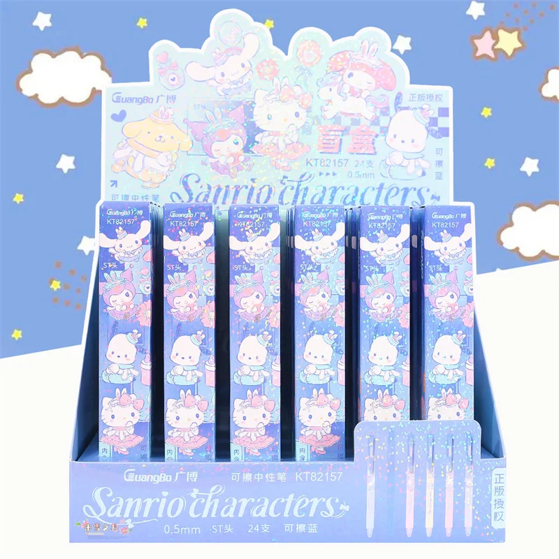 

24pcs/lot Sanrio Kuromi Melody Cinnamoroll erasable Gel Pen Creative 0.5mm Blue Ink Signature Pens Gift Office School Supplies