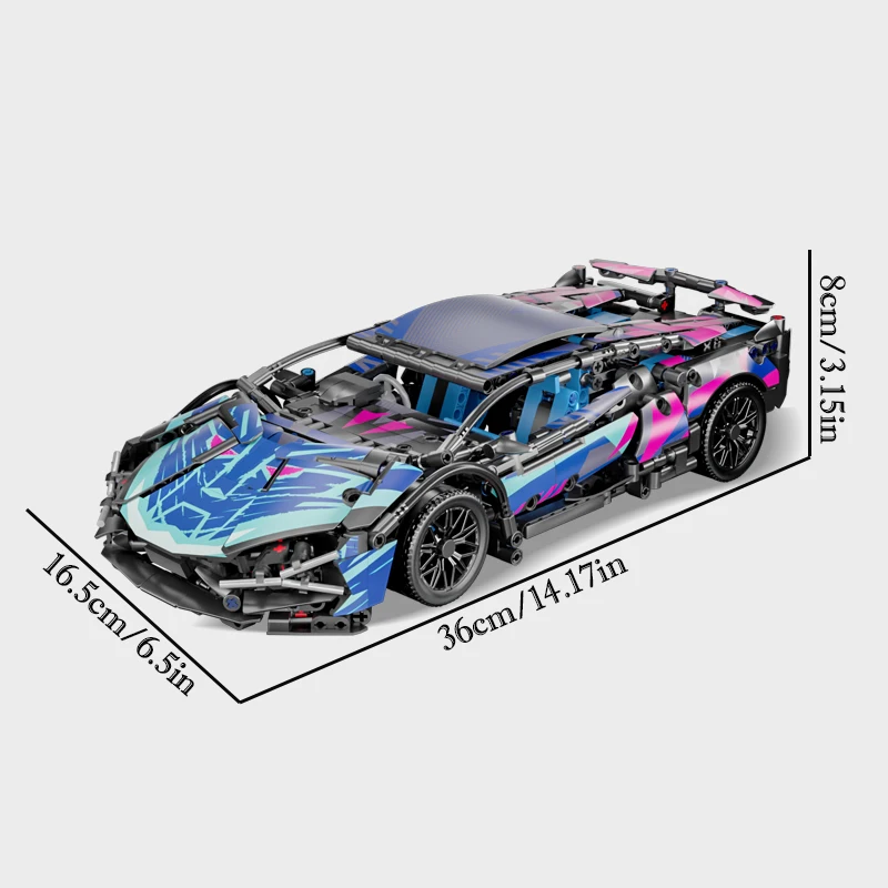 1700-teiliges RSR-Rennwagen-Bausteine-Set, technisches Modell, Sportwagen, Spielzeug, DIY-Sammlergeschenk für Erwachsene/Teenager/Kinder/Jungen/Mädchen
