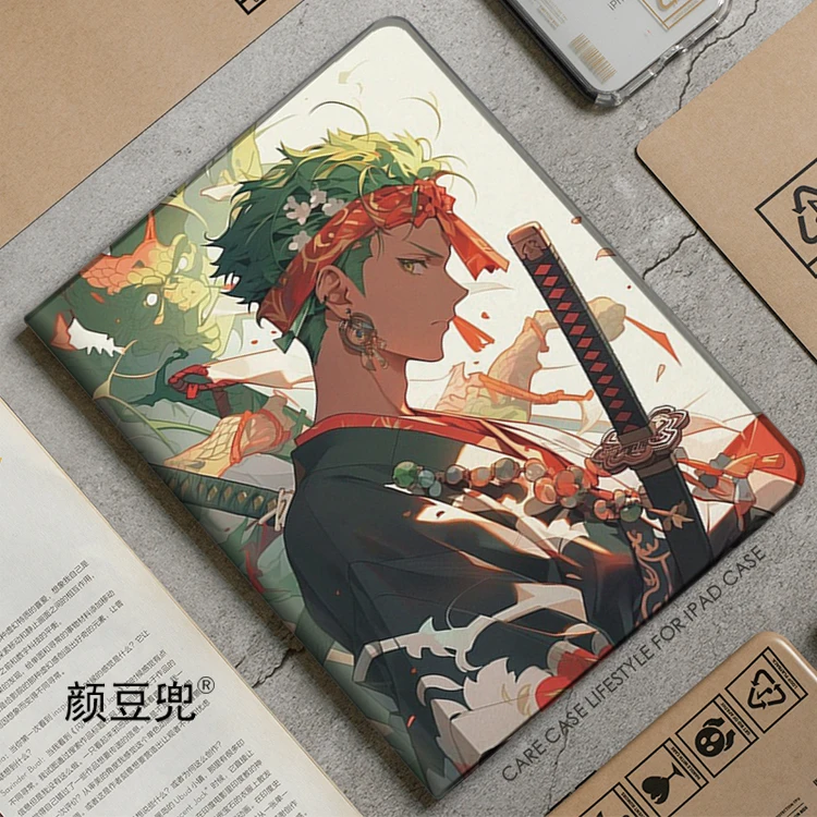 Roronoa Zoro Anime ロロノア・ゾロ For Samsung Galaxy Tab S7 FE 11 in 2021 S6 Case SM-T220/T225 Tri-fold stand Cover Galaxy tab s6 lite