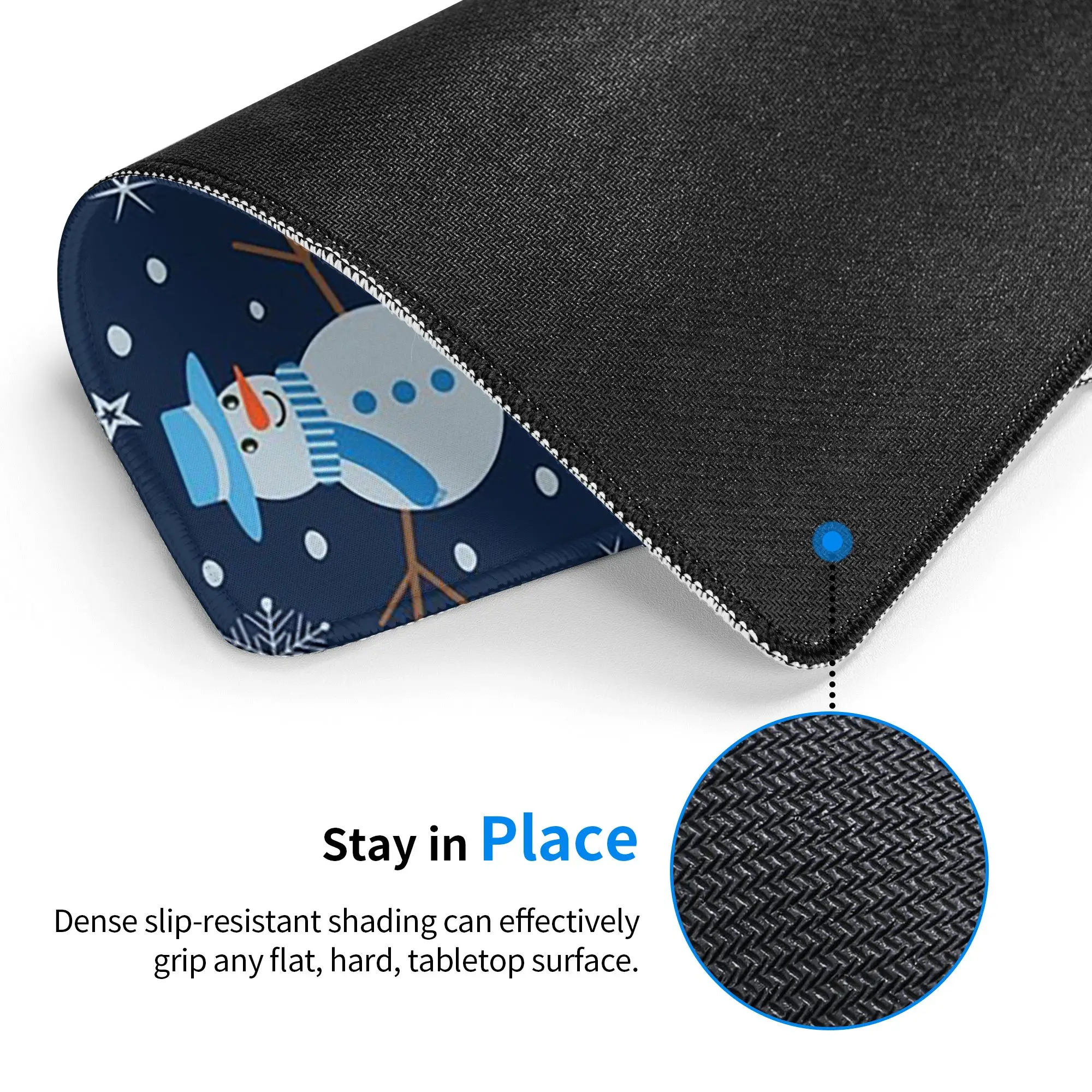 Snowman And Christmas Tree In The Snow Mouse Pad Computer Keyboard Mouse Mat Gamer PC Laptop Desk Mat Office Table Mats