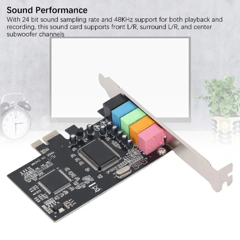 PCIe Sound Card 5.1 Internal Audible Card 32/64 Bit Stereo PCI Express Adapter For Desktop PC Support DirectSound 3D EAX