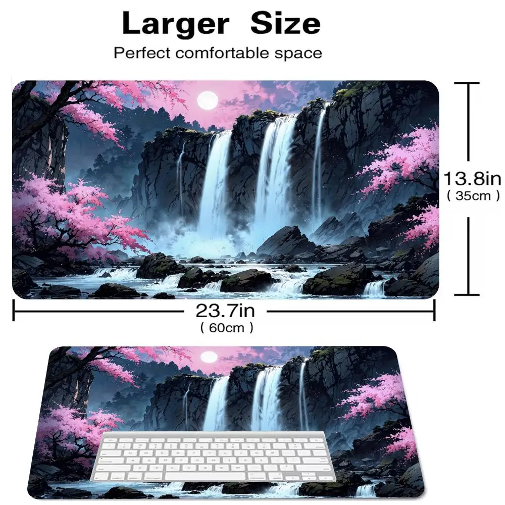 

Коврик для мыши Cherry Blossom Moonlight, игровой коврик для клавиатуры ноутбука, XXL, игровой аксессуар большого размера, нескользящий резиновый материал, настольный коврик