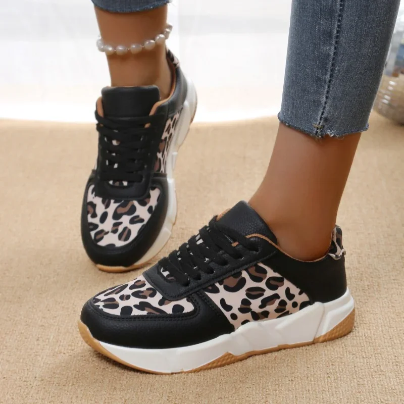 Women's Sneakers 2024 Autumn New Lady Casual Shoes Trendy Leopard Print Fashion Comfortabl Jogging Casual Tennis Shoes for Women