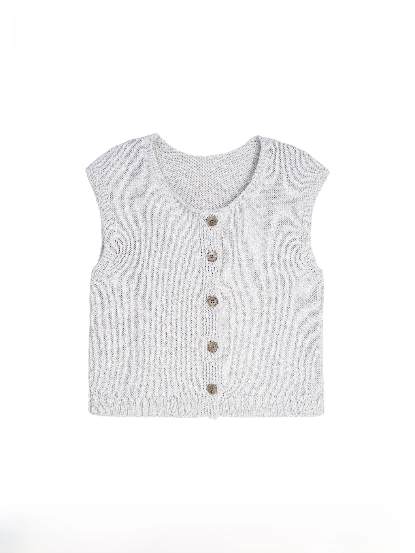 

BSiEE, лето 2025 г., трикотаж из смеси хлопка и полиэстера, круглый открытый кардиган, женский повседневный прямой трикотаж