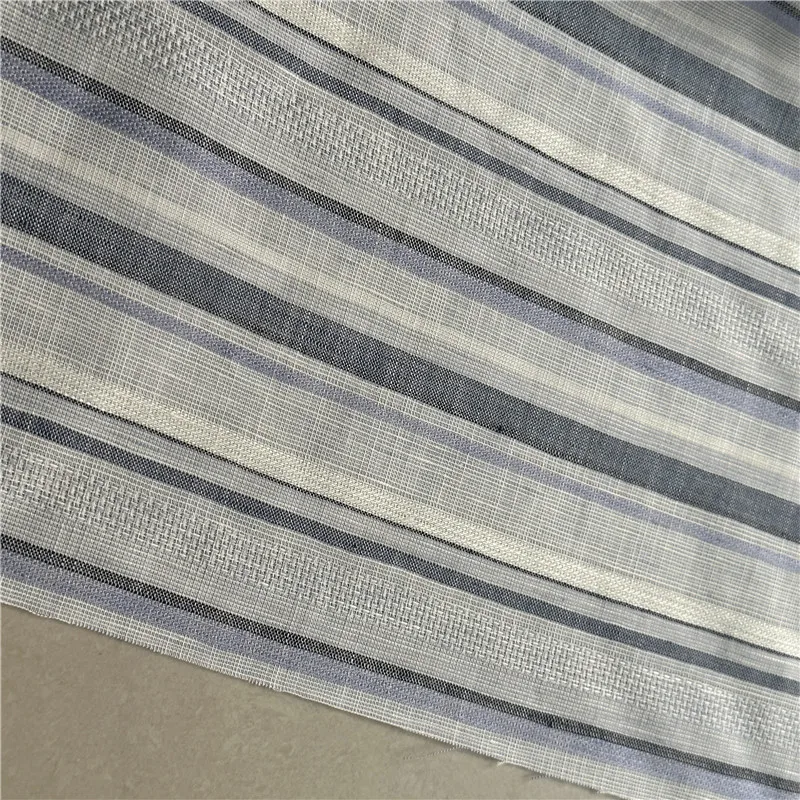 Blue Strip Old Wind Linen Fabric Pure Natural Soft Pants