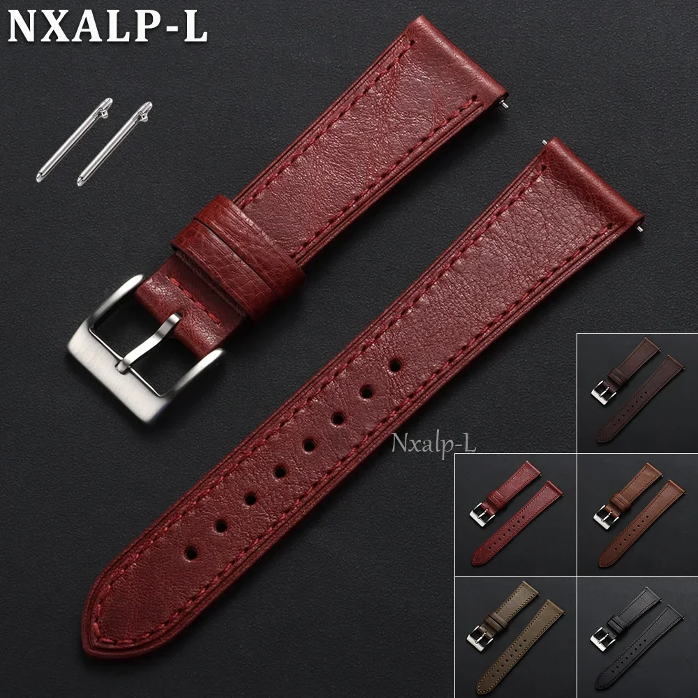 Vintage Top Layer Genuine Leather Watch Strap Quick Release 18mm 20mm 22mm 24mm Handmade Watch Strap Men Women Business Bracelet