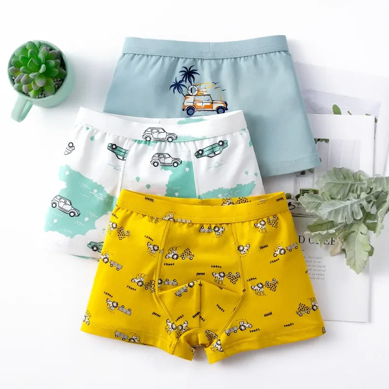 Boys Clothes for 3 4 6 8 10 12 14 Years Old KU203003 3pcs 100% Cotton Boys Underwear Kids High Cartoon Briefs Boy Shorts Bottoms