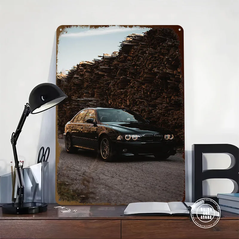 Sports Car 5 Series E39 Poster Customized Wall Art Vintage Metal Signs Retro Tin Plaque for Man Cave Bedroom Decoration Gaming