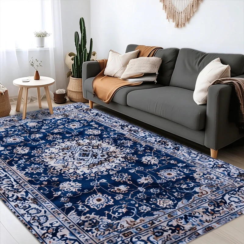 [2D Flat]1pc Home Decoration European Classical Blue Mat Classic Beauty Home Decor Comfortable and Beautiful Versatile Style Living Room Mat Sofa