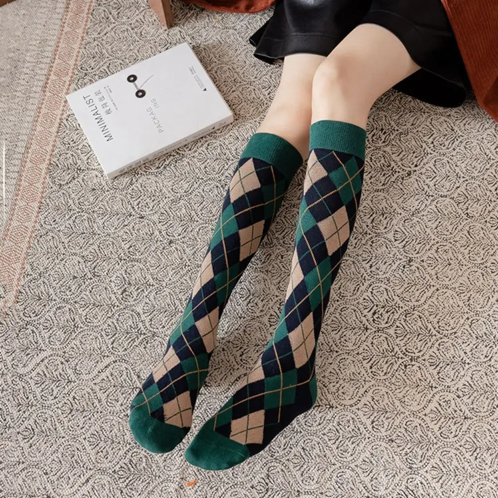 

Cute Plaid Stripe Check Socks Streetwear Elastic British Style Long Socks Academic Atmosphere Harajuku JK Stockings Women Lolita