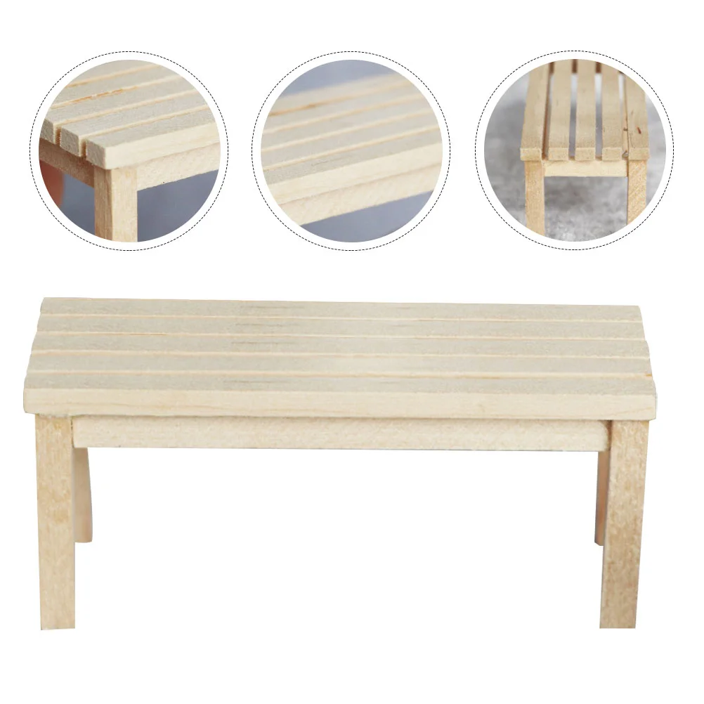 Outdoor Benches Simulation Tiny House Mini Ornament Small Beige Miniature Decor Home