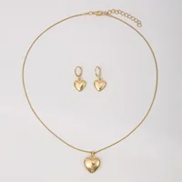Two-piece heart-shaped necklace jewelry set - Heart pendant necklace and earring set, perfect for women's daily wear or parties. 3