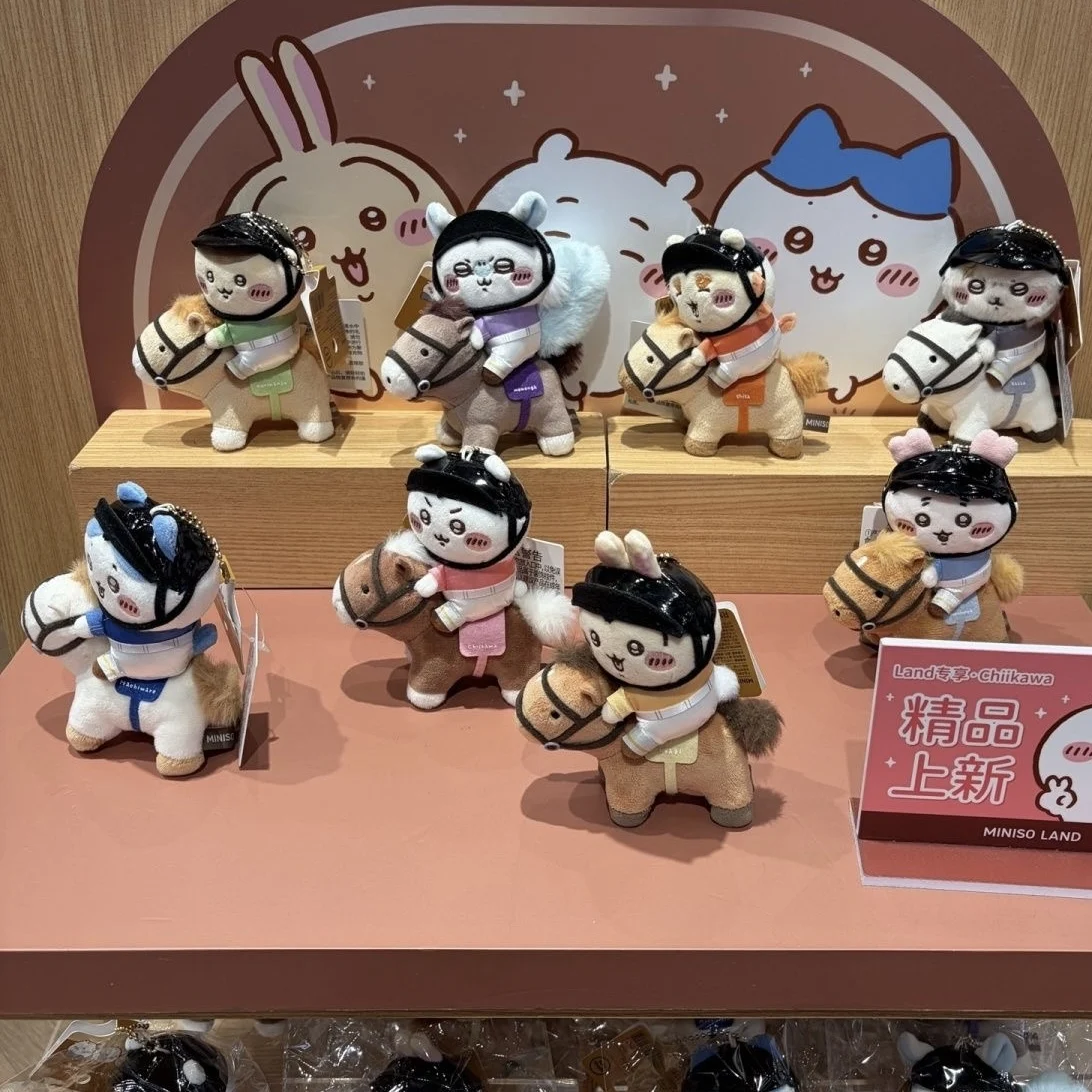 NEW Genuine Chiikawa Momonga Equestrian Series Keychain cute cartoon Hachiware Kurimanju Kani Backpack decoration Girl's Gift