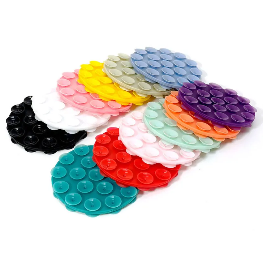 กาวฟรีที่ถอดออกได้วงกลมซิลิโคนสองด้านดูดคัพเคสโทรศัพท์ Strong กลับสติกเกอร์ผนัง Anti SLIP การถ่ายภาพ