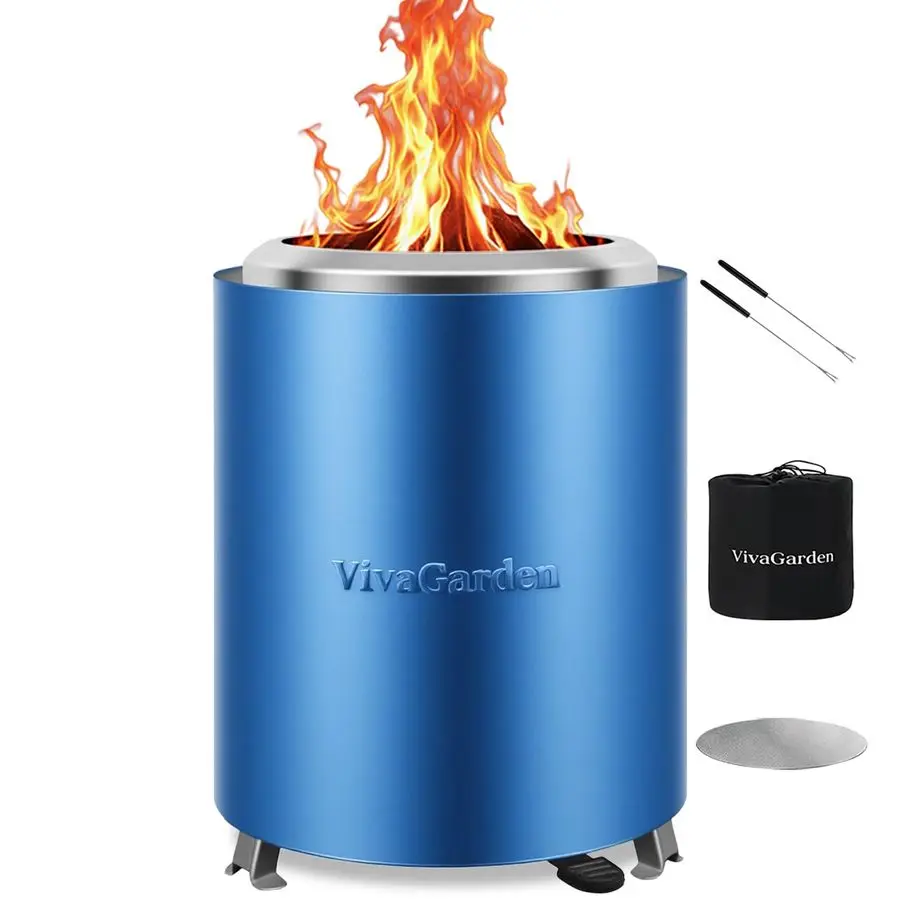 

Tabletop Fire Pit, Smokeless Table Top Fire Pit, Wood Burning amp Pellets Outdoor Camping Stove with Carry Bag, Forks and Mat 9.