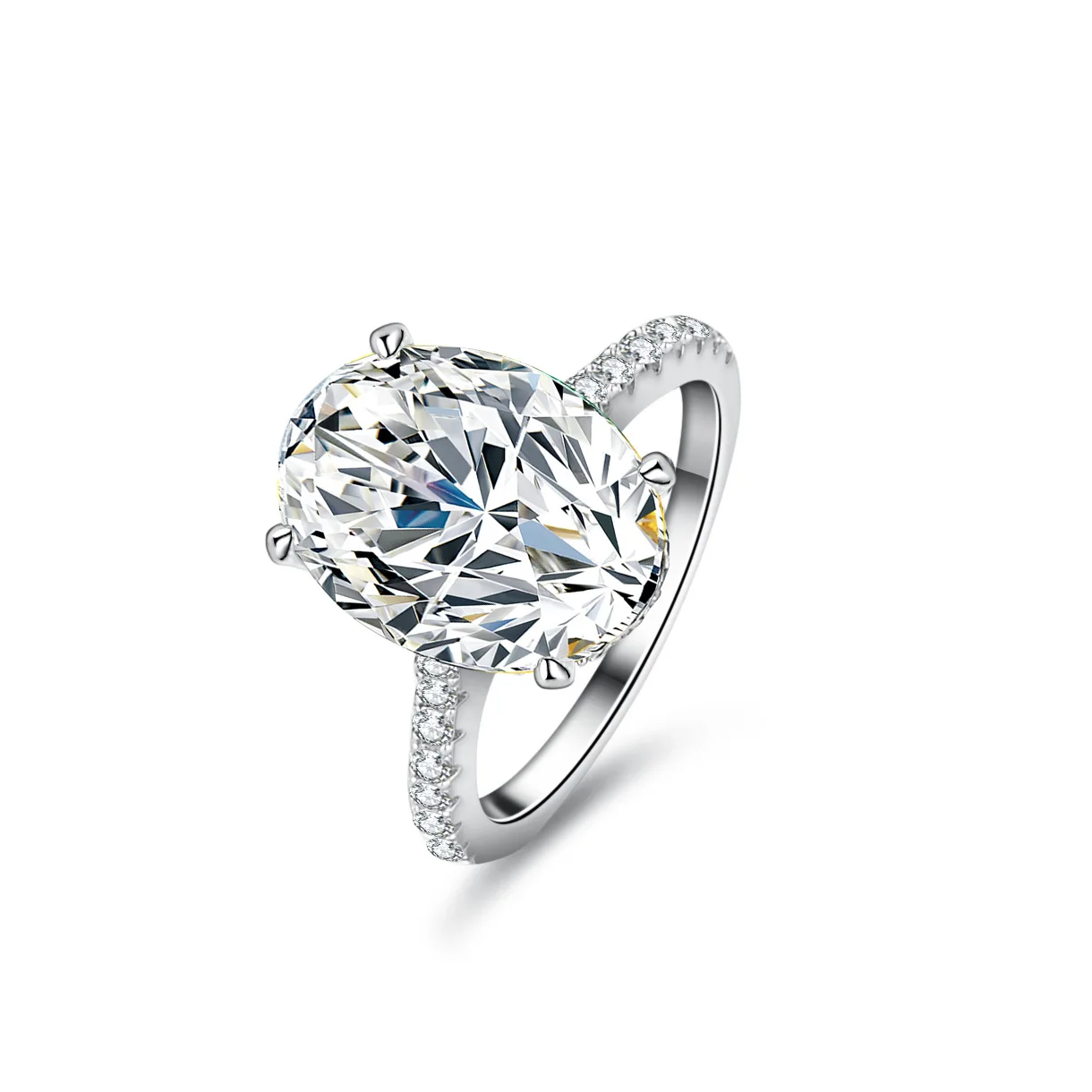 Alien Moissanite Ring for Women, 18K Gold, 7 Carats Egg Shaped Pigeon Egg Fashion Platinum PT950 Diamond Jewelry