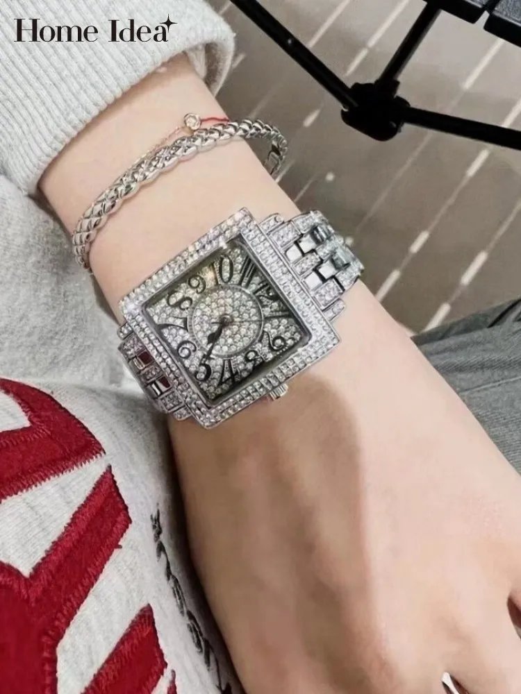 Fashion Office Ladies Square Rhinestone Bracelet Wrist Watch Alloy Quartz Watch Gift For Womens Female