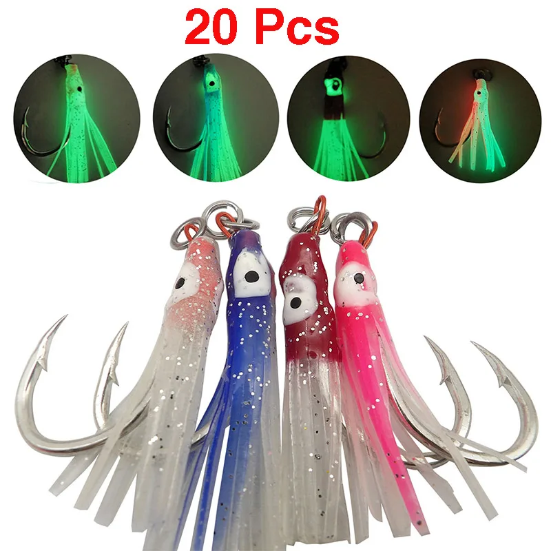 

Glow Slow Jig Assist Hook 16N 18N 20N 22N 24N Luminous Soft Bait Squid Skirt Artificial Ssoft Bait Trawl Fishing Accessories