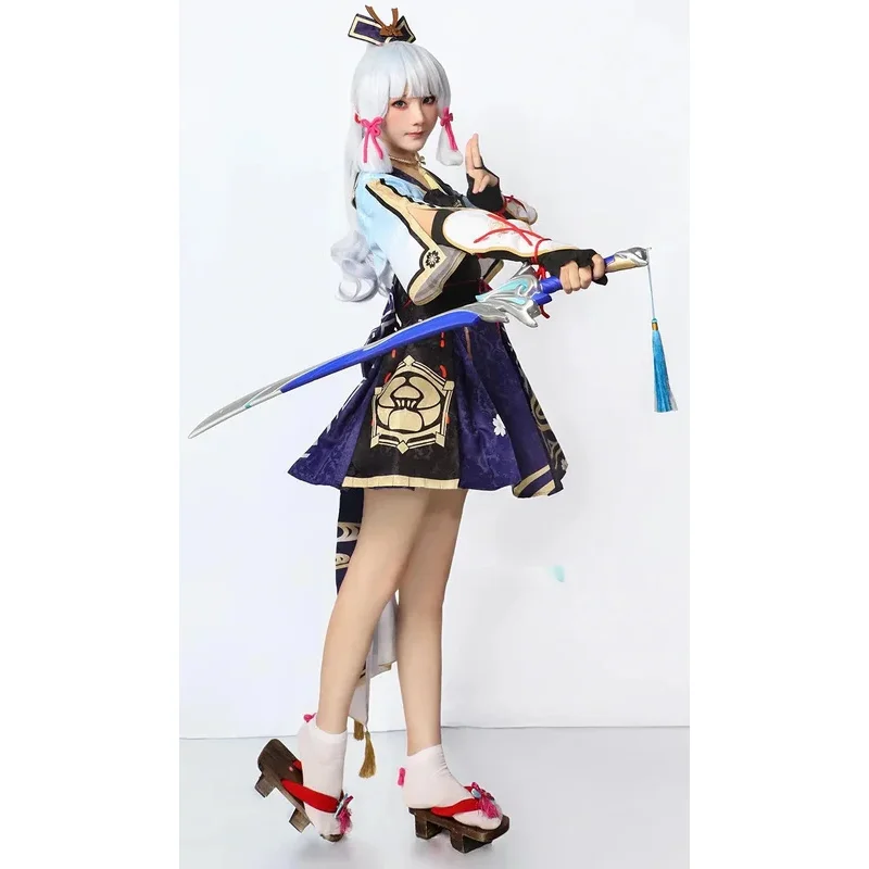 أزياء aa124LQGame Genshinimpact Kamisato أزياء أياكا فستان مروحة شعر مستعار كوسبلاي أنيمي لعب الأدوار كوميك كون لـ Ha #4