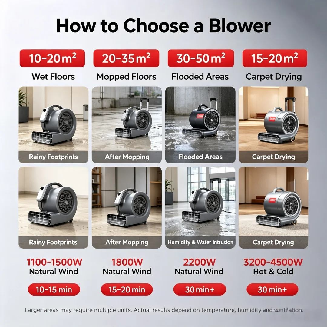 Industrial Powerful Floor Air Blower Portable Carpet Drying Fan High Velocity Dehumidifying Equipment for Toilet Floor Water Rem