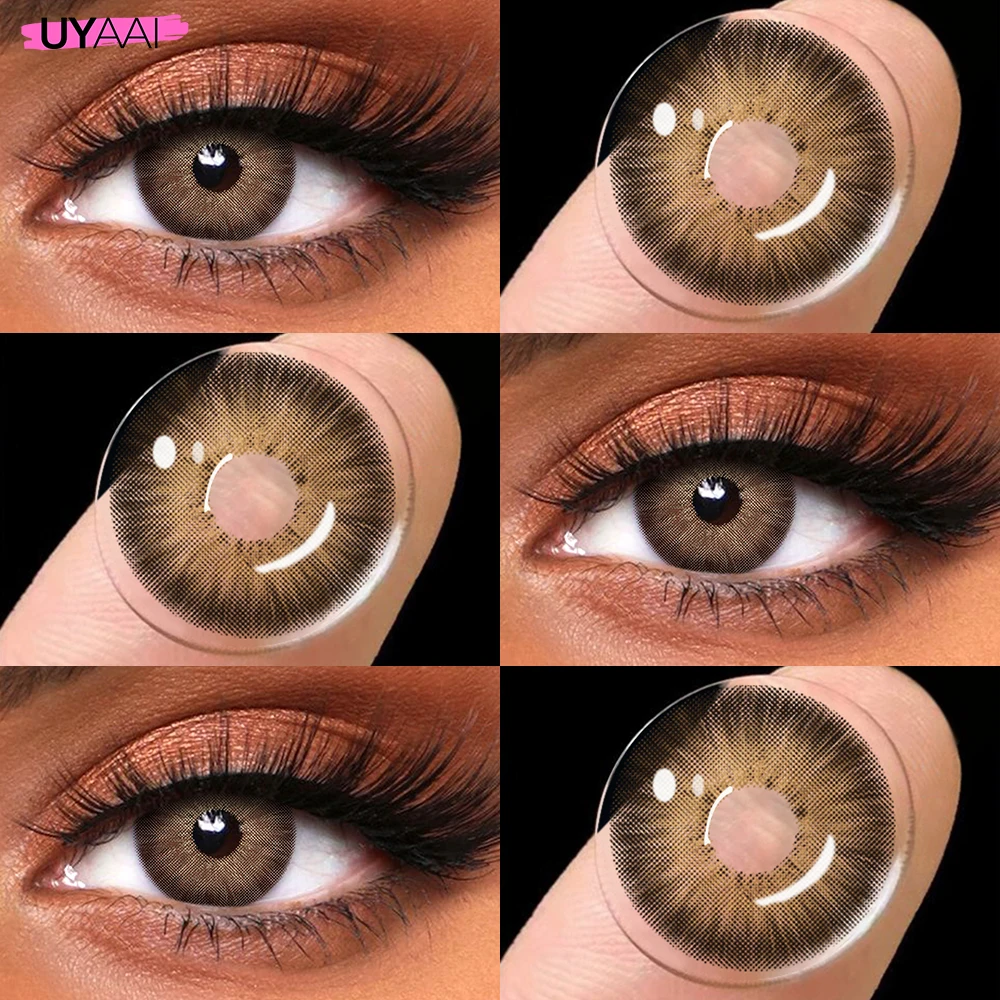 UYAAI Natürliche Braune Linsen, Grüne Schönheitslinsen, 1 Paar Farbige Augenpupillen, Koreanischer Stil, Modische Linsen für Große Augen, Grüne Colorcon – Detail 15