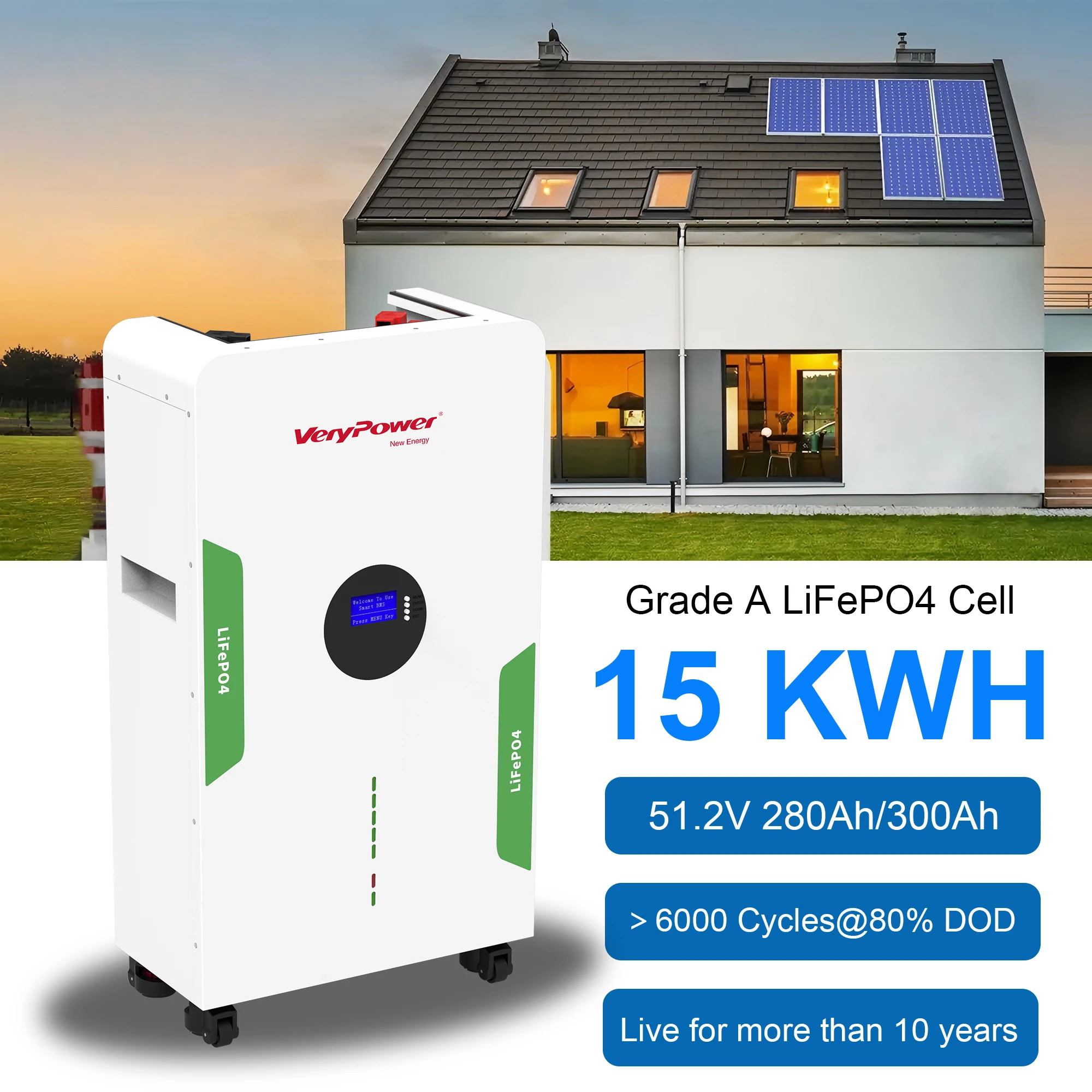 For 15kwh for Powerwall Home Energy Storage System AC Certified MSDS Approved Solar Lithium Battery with BMS Lifepo4
