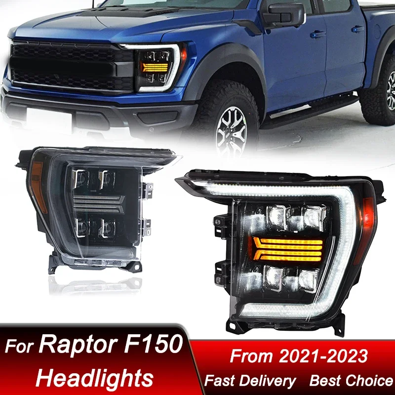 Pop Car Headlights For Ford Raptor F-150 F150 21-23 FULL LED Headlamp Assembly Upgrade High Configure Projector Lens Accessories