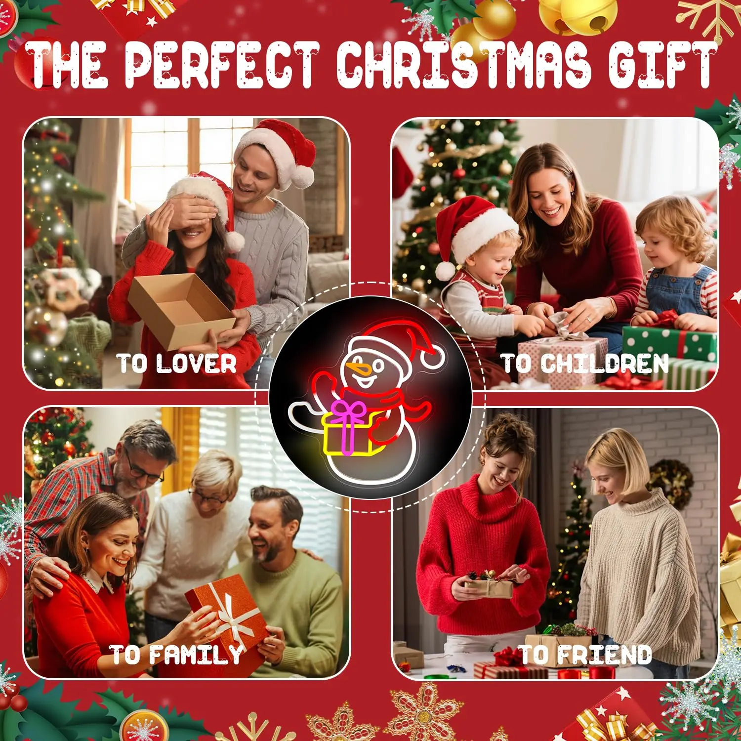 يلوحون رجل الثلج النيون لديكور الحائط تصميم وميض عكس الضوء الرسوم المتحركة عيد الميلاد تضيء تسجيل لنافذة ديكور المنزل الطرف