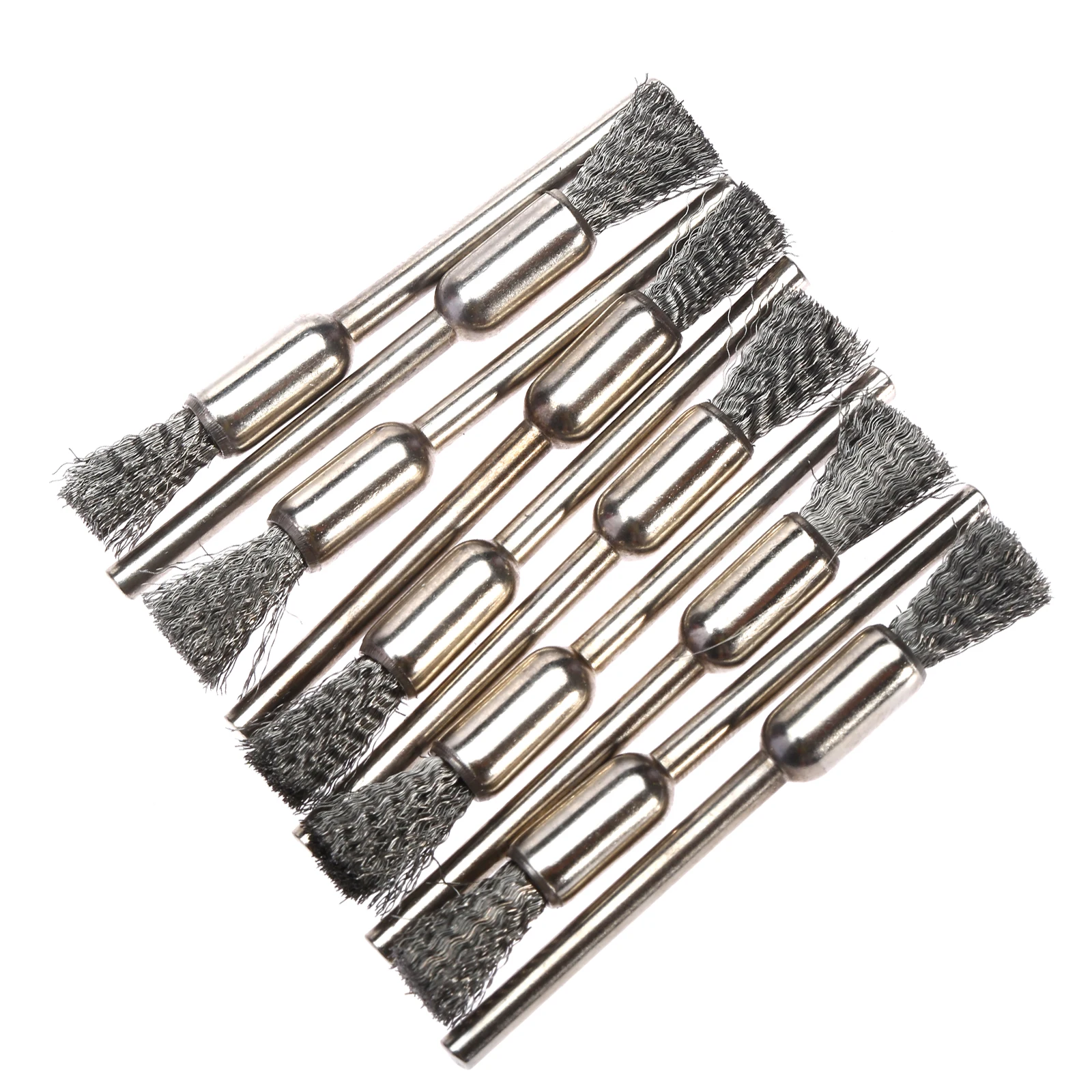 10Pcs 6MM Stainless Steel Polishing Wheel Brush Pen Shape 3mm Shank Wire Cleaning Brush Fits for Dremel Accessories Rotary Tools