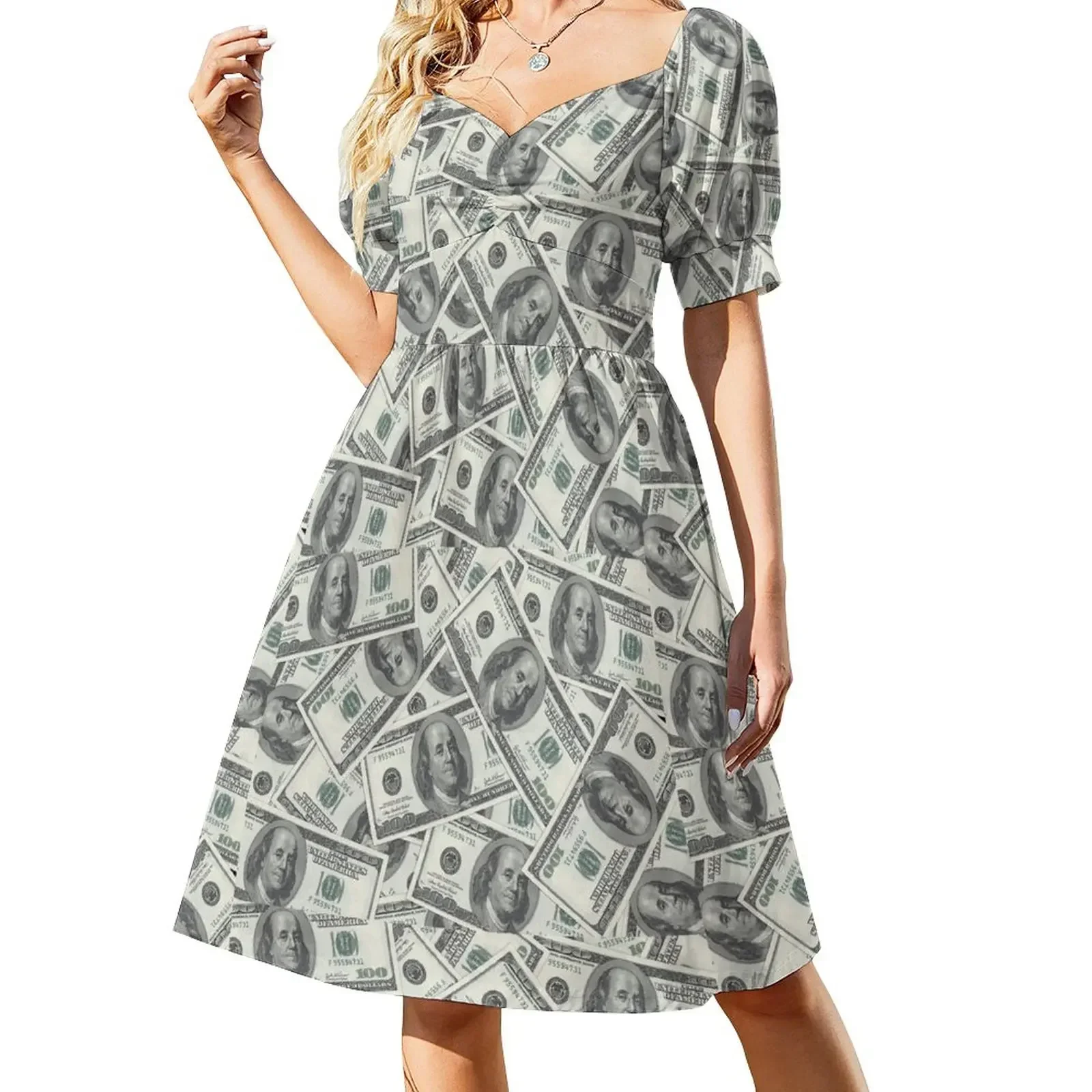 Rich Money Novelty Dollars Sleeveless Dress dresses korean style Long dress woman Dress