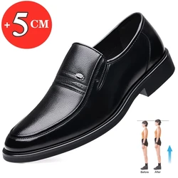 Heren Plat/5Cm Jurk Schoenen Formele Lederen Lift Schoenen Hoogte Verhogen Schoenen Heren Zakelijke Bruiloft Oxfords Zapatos De Hombre