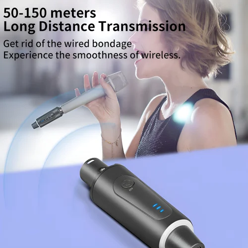 Imagen 2 del producto Receptor y transmisor inalámbrico XLR de 2,4 GHz, adaptador convertidor de micrófono recargable con reverberación para micrófono dinámico de condensador