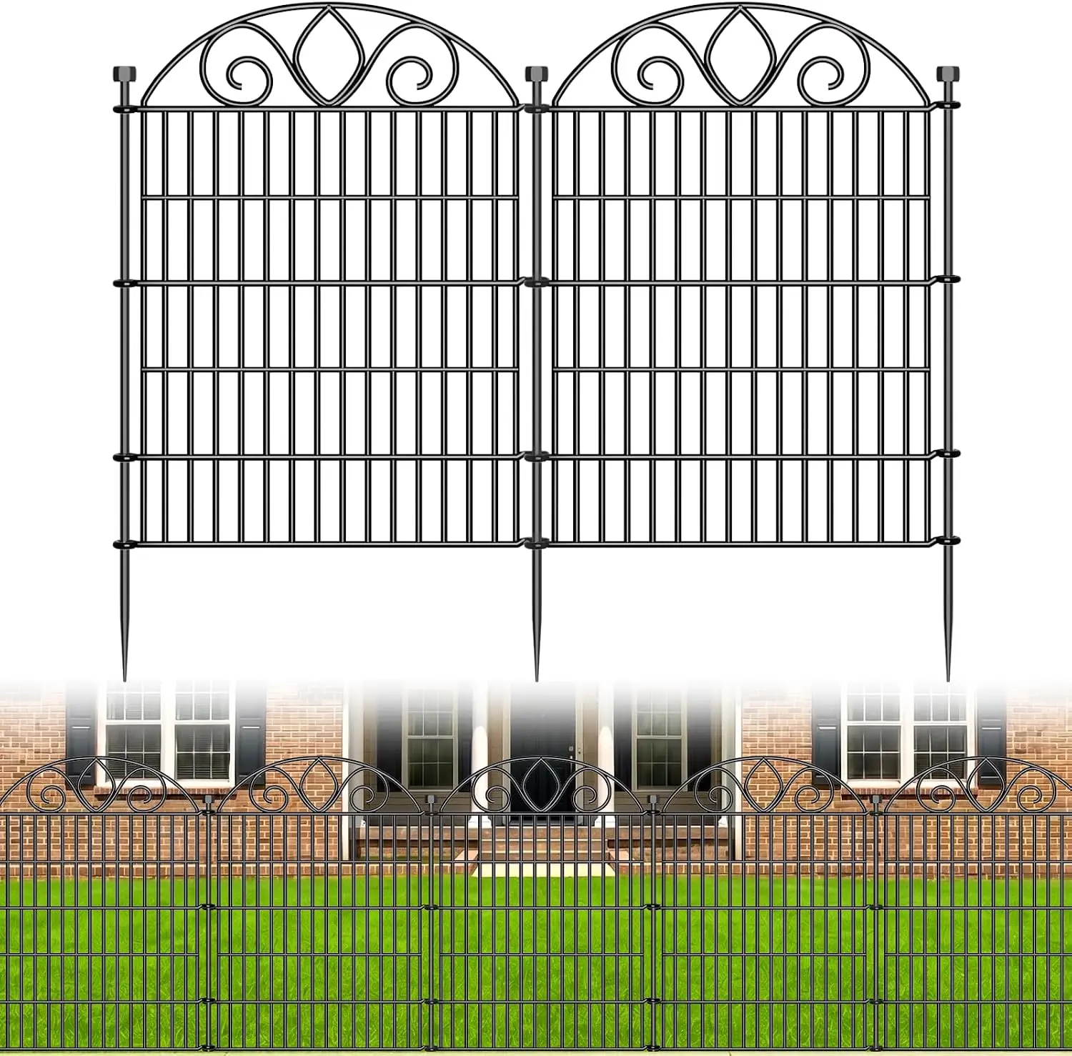 

No-Dig Metal Garden Fence 34"H x 22'L, Rustproof Dog Fence, Easy Install Pet Barrier