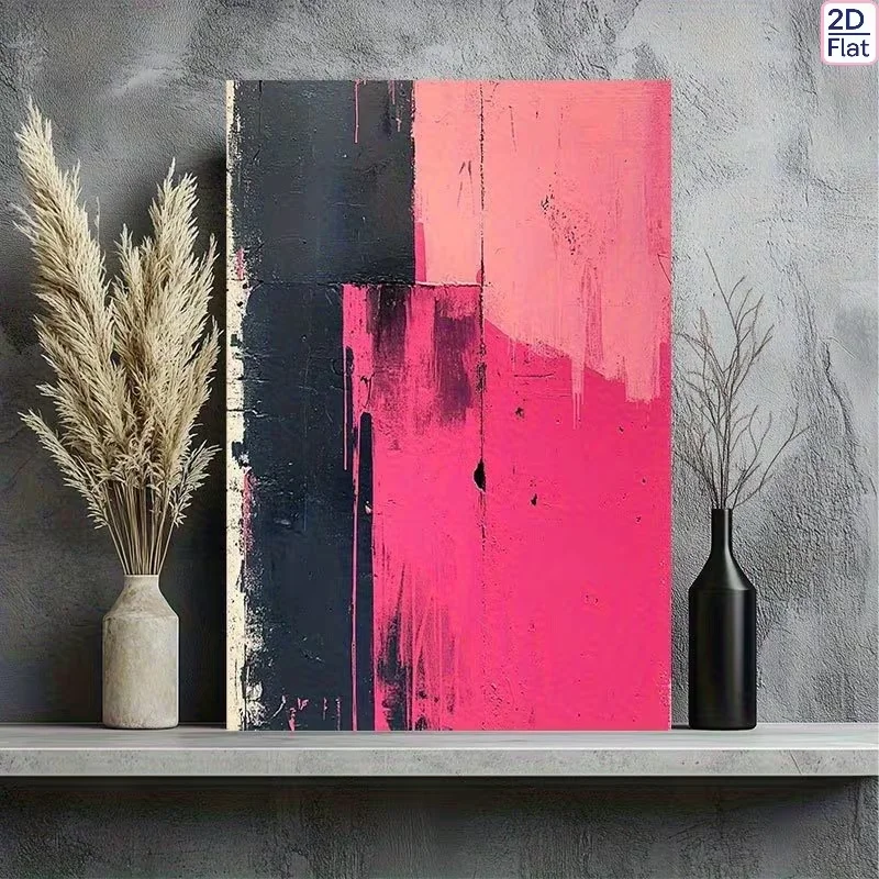 Modern Abstract Canvas Painting - Pink, Navy, White, Black, Gray, Beige - Minimalist Large Brush Strokes - Frameless or Wrapp