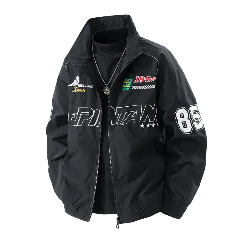 Men's 3D Embroidered Jacket Spring Autumn 2025 Flexible Crisp Wear-Resistant Comfortable Loose Fit for Casual Wear