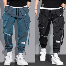 Pantalones informales para hombre y mujer, ropa de calle fina con cintas, pantalones de Jogging Harem, ajustados con pantalones Cargo múltiples bolsillos, Primavera, K12