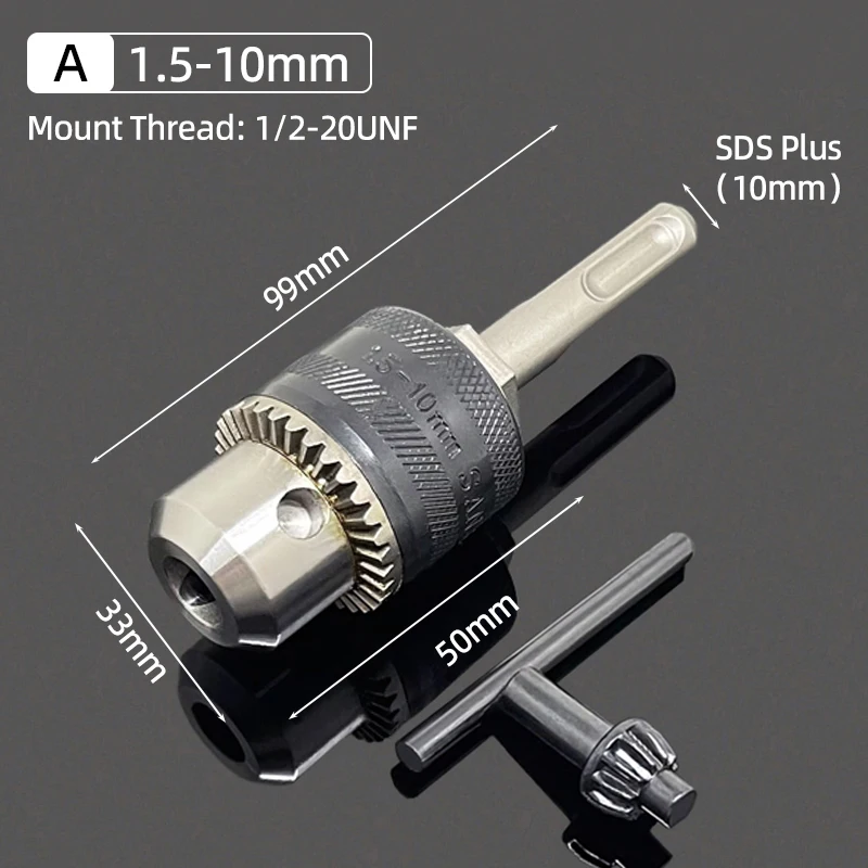 1.5-13mm 精密ドリルチャックコンバータ 1/2
