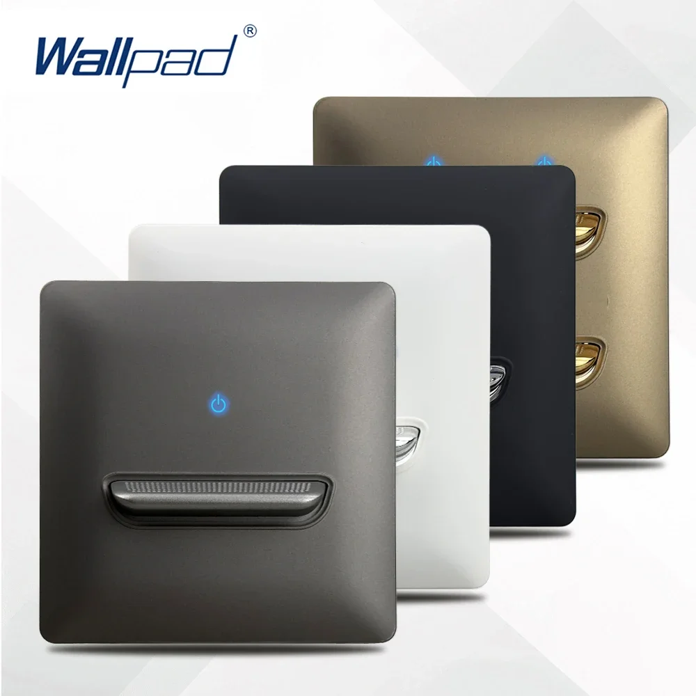 Mattschwarzer Weißgold-Wandschalter mit LED-Beleuchtung 1/2/3/4-fach Graues Gebogenes Panel Modernes Design Wallpad