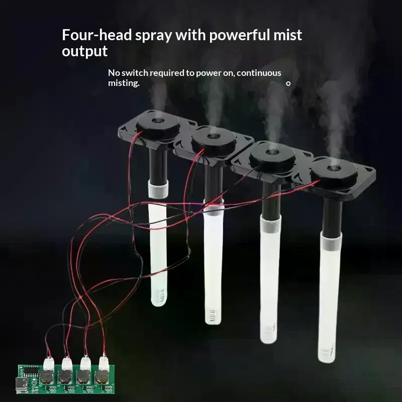 1 Set DIY Ultrasonic Nebulizer DC5V Unswitched 4 Spray Humidifier Module Atomization Control Board Type-C Interface Mist